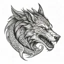 half wolf face half dragon face tattoo tattoo design idea