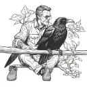lonely man and a raven sitting tattoo design idea