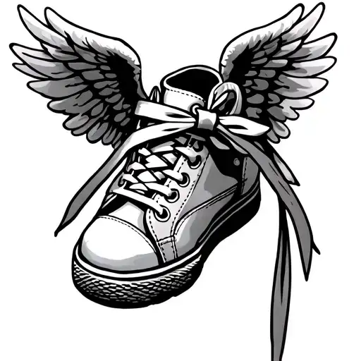 Baby boy shoe With Angel Wings tattoo design idea