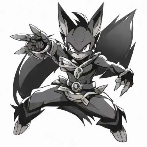 lucario pokemon and solo leveling sung jin woo tattoo design idea
