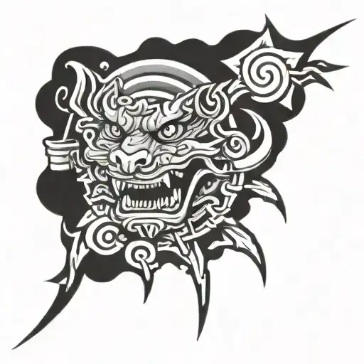 rectangular japanese charm tattoo design idea