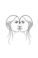 Using a single line create a Gemini tattoo of 2 faces looking opposite directions with one placed above the other tattoo design idea