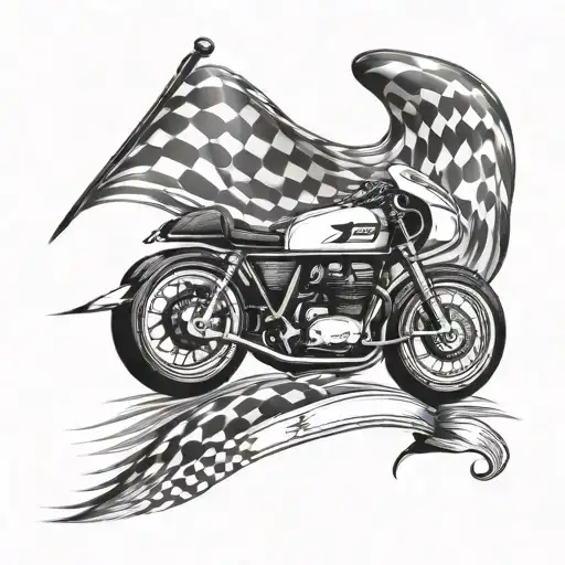 Design a racing flag morphing into a paintbrush, symbolizing the client's love for both racing and painting tattoo design idea