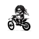 chucky with dreads riding dirt bike tattoo design idea