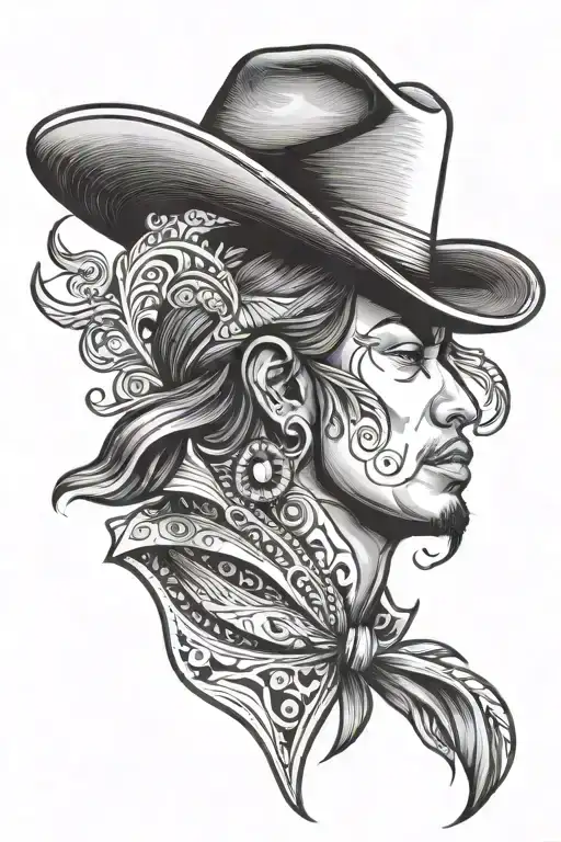 colombian cumbia dancer with cowboy hat tattoo design idea