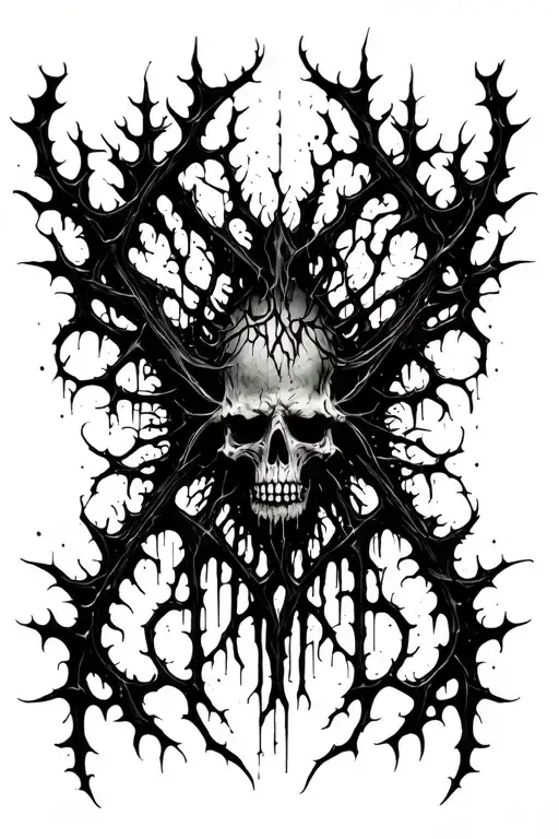 Raw Blackwork Chaotic Bold Strokes Flow Brutalist Dark Abstract Lettering Thorns Expressive Anatomical Horror tattoo design idea
