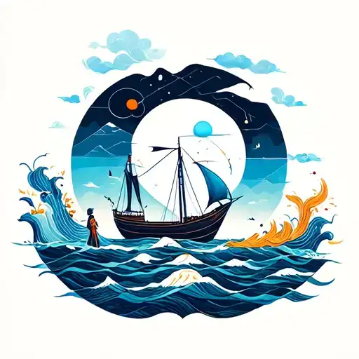 Sea Family of Traveling Do not lose themselves tattoo design idea