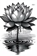 lotus with water droplets dropping into the lotus flower blooming, add the scripture jerimiah 29:11 tattoo design idea
