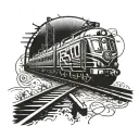 bdsm triskelion with train tracks on top half tattoo design idea