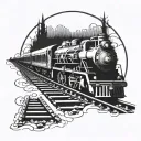 bdsm triskelion with train tracks on top half tattoo design idea