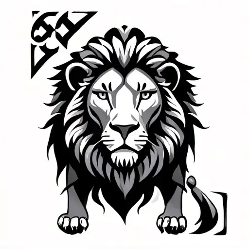 atlas lion and berber symbol intertwined symbolizing tattoo design idea
