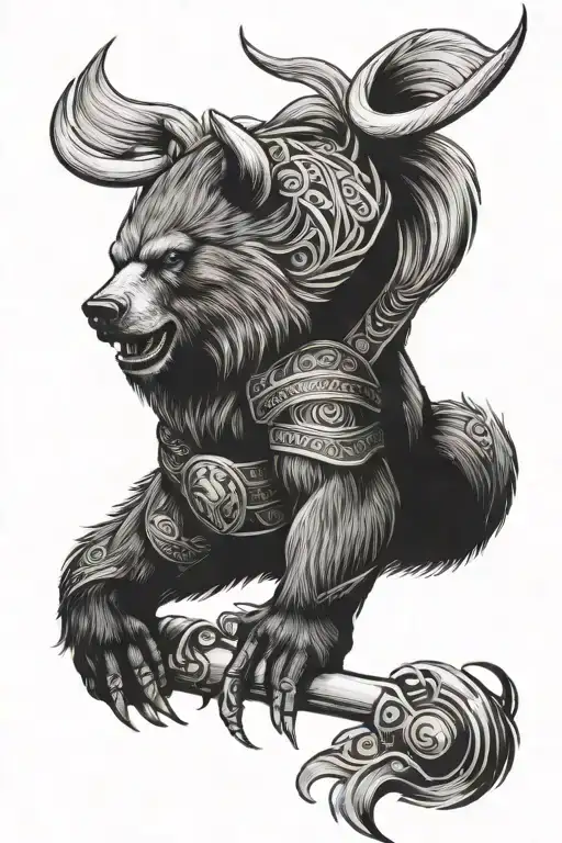 Bear viking tattoo design idea