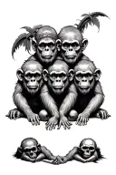 three wise monkeys with dead men  tattoo design idea