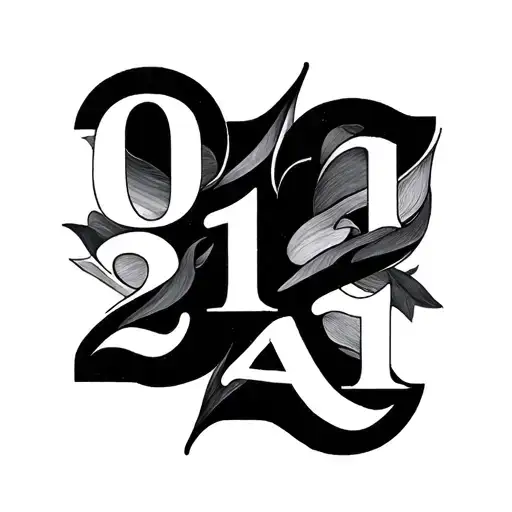 Create a minimalist, abstract tattoo design using the numbers 0, 1, 3, 2, and 4 to represent the date 01.31.24.  tattoo design idea