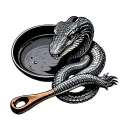 cobra with frying pan tattoo design idea