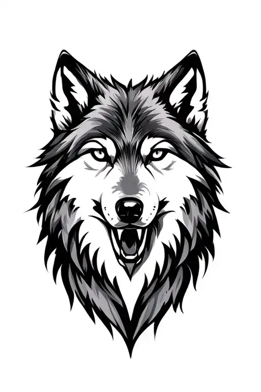 simple wolf head tattoo design idea