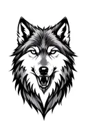 simple wolf head tattoo design idea