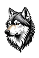 simple wolf head tattoo design idea