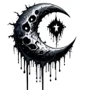 gothic dripping crescent moon tattoo design idea