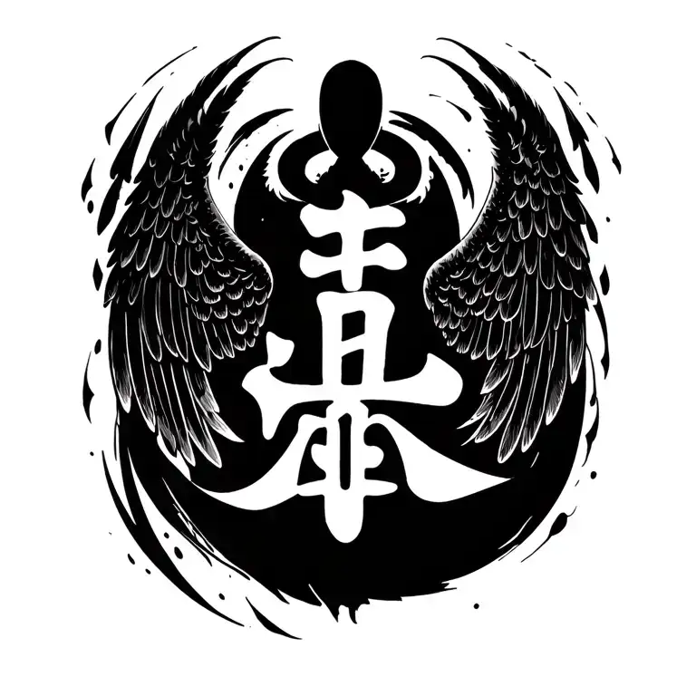 Japanese angel kanji symbol tattoo design idea