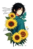 Joshua 1:9 scripture but layered with sunflowers on inner bicep. Joshua 1:9 going horizontal  tattoo design idea