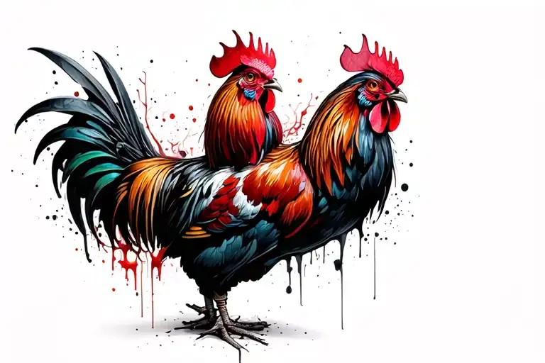 Rooster holding tattoo design idea