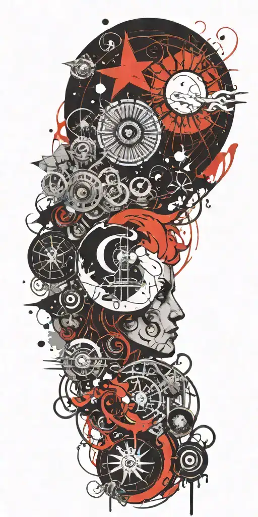 sun and moon tattoo design idea