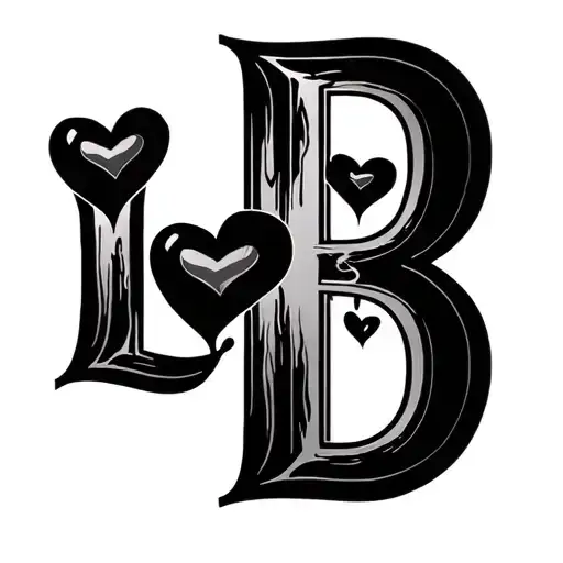 letter L and B hearts tattoo design idea