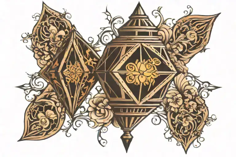 Diamond shaped Gothic lantern tattoo design idea