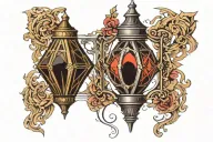 Diamond shaped Gothic lantern tattoo design idea