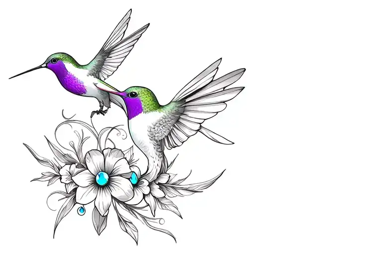 tooled leather chest piece with purple irises hummingbirds and turquoise stones tattoo design idea