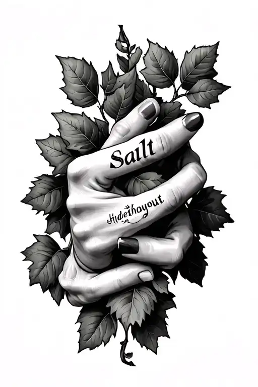 Vine wrapped loosley around my wirst and down my hand with the word salt hidden thoughout the vine tattoo design idea