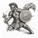 Roman centurion approaching battle arena tattoo design idea