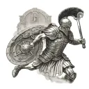 Roman centurion approaching battle arena tattoo design idea