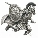Roman centurion approaching battle arena tattoo design idea