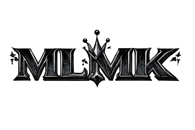 "MLMK" crown made tattoo design idea