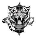 tiger biting on genie lamp tattoo design idea