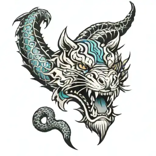 dragon, tiger head tattoo design idea