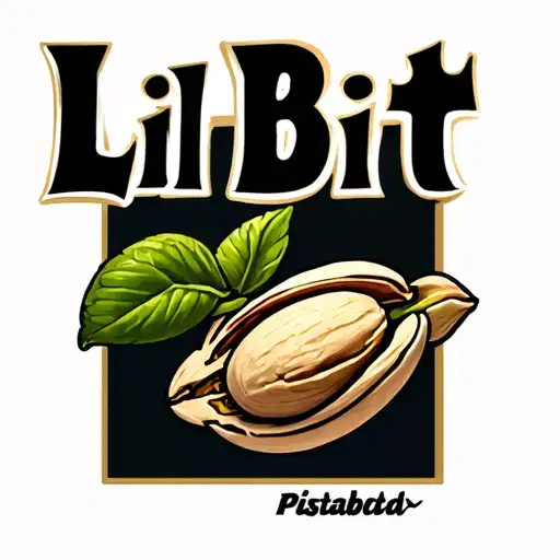 A pistachio nut slightly open with the words Lil Bit above it tattoo design idea