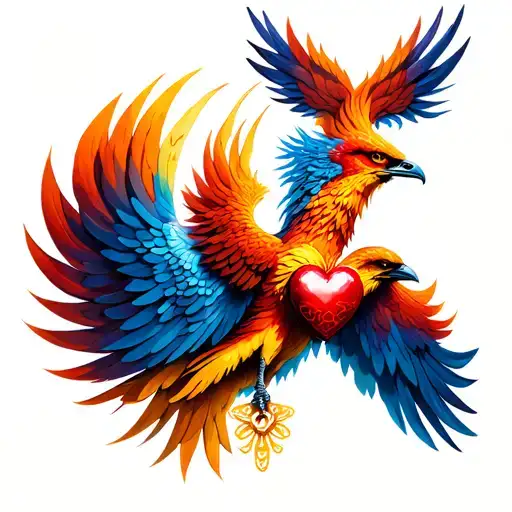 pheonix bird and sacred heart of Jesus  tattoo design idea