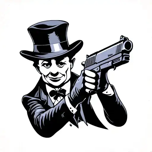 monopoly man holding a gun tattoo design idea