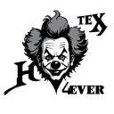 A CLOWN LOGO WITH TEXT: HOTEX 4 EVER tattoo design idea