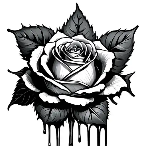 wilting rose that is dripping tattoo design idea