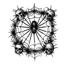 wispy spider webs, lady bugs, tiny skulls surrounded tattoo design idea