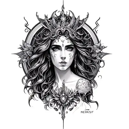 goddess Nemesis tattoo design idea