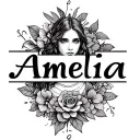 create a tatto with the name Amelia inspired by the story of Job in the bible tattoo design idea