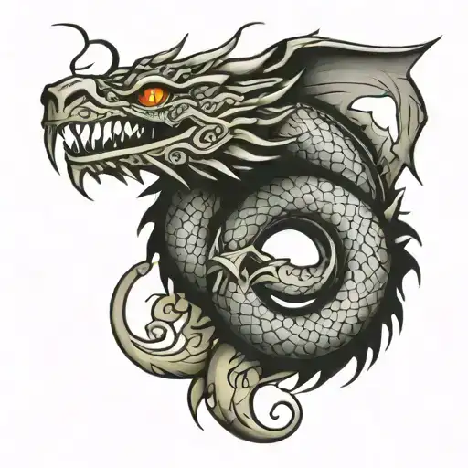 Ouroboros dragon circle with a surprise twist tattoo design idea
