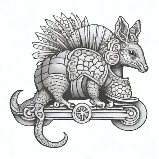 armadillo, ice skates, pageant tiara tattoo design idea
