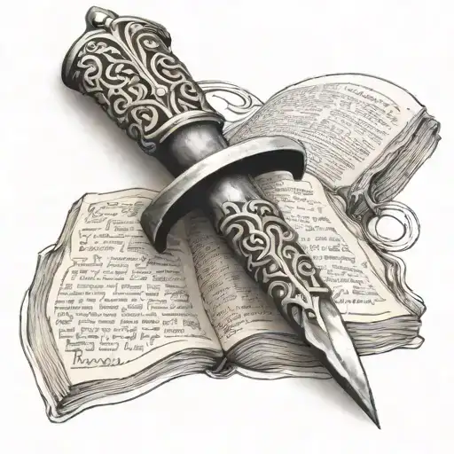 sword with bible scripture tattoo design idea