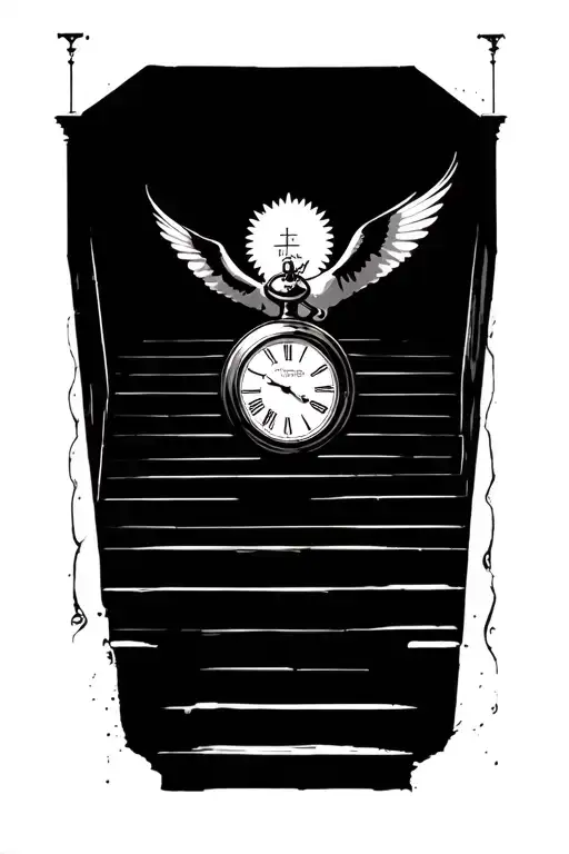 doves stairs Jesus pocket watch tattoo design idea